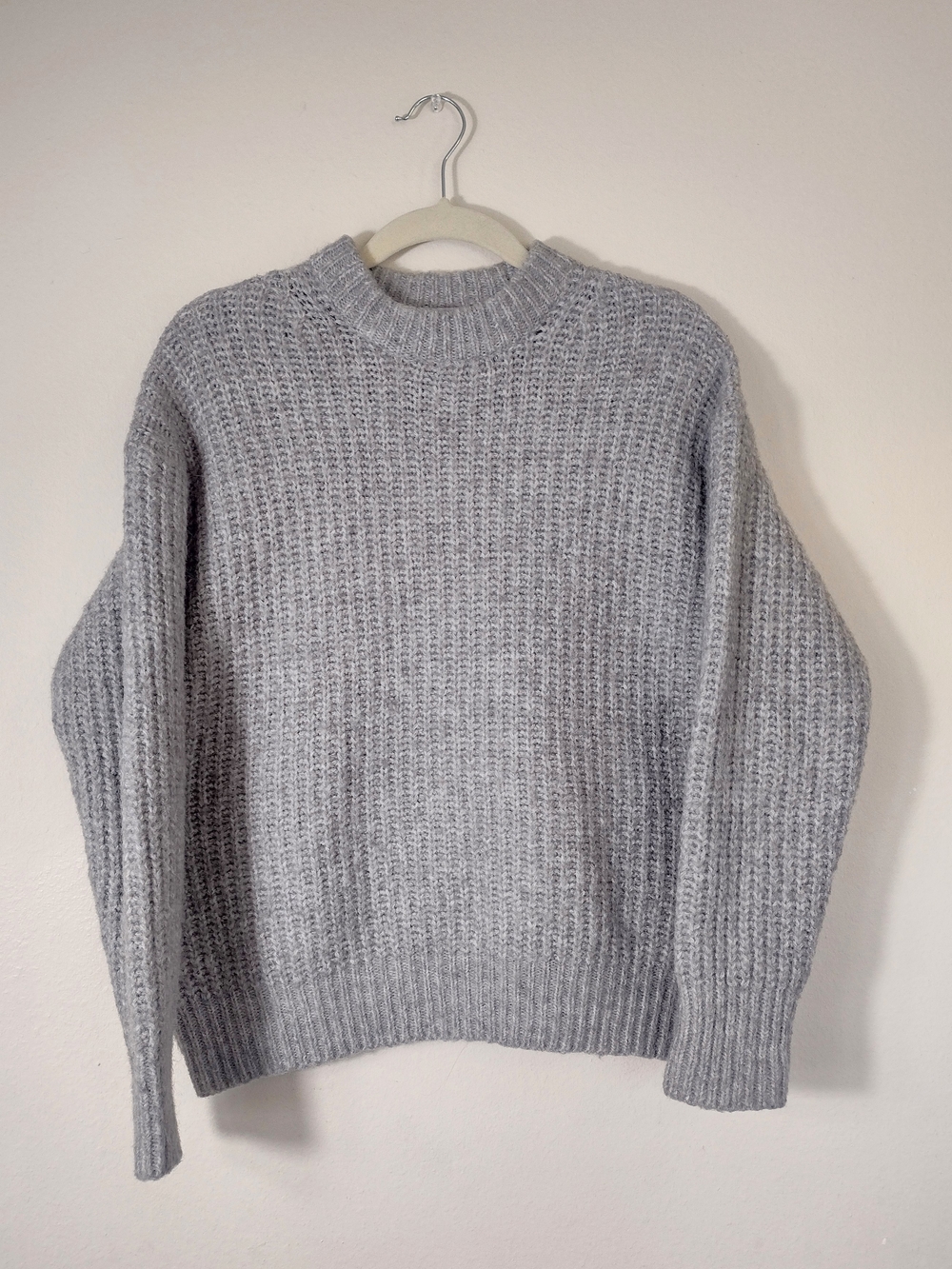 Zara Chunky Knit Mockneck Sweater Light Gray Small